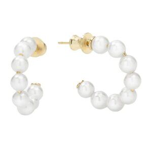 Melinda Maria Lifes A Ball Pearl Hoops in Gold